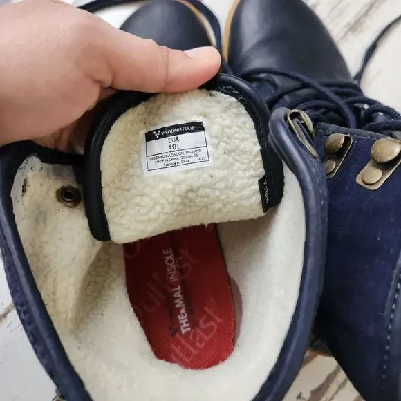 Vivobarefoot Gobi navy lace up lined boots size 40 EU 8.5 - 9 US - Picture 4 of 8